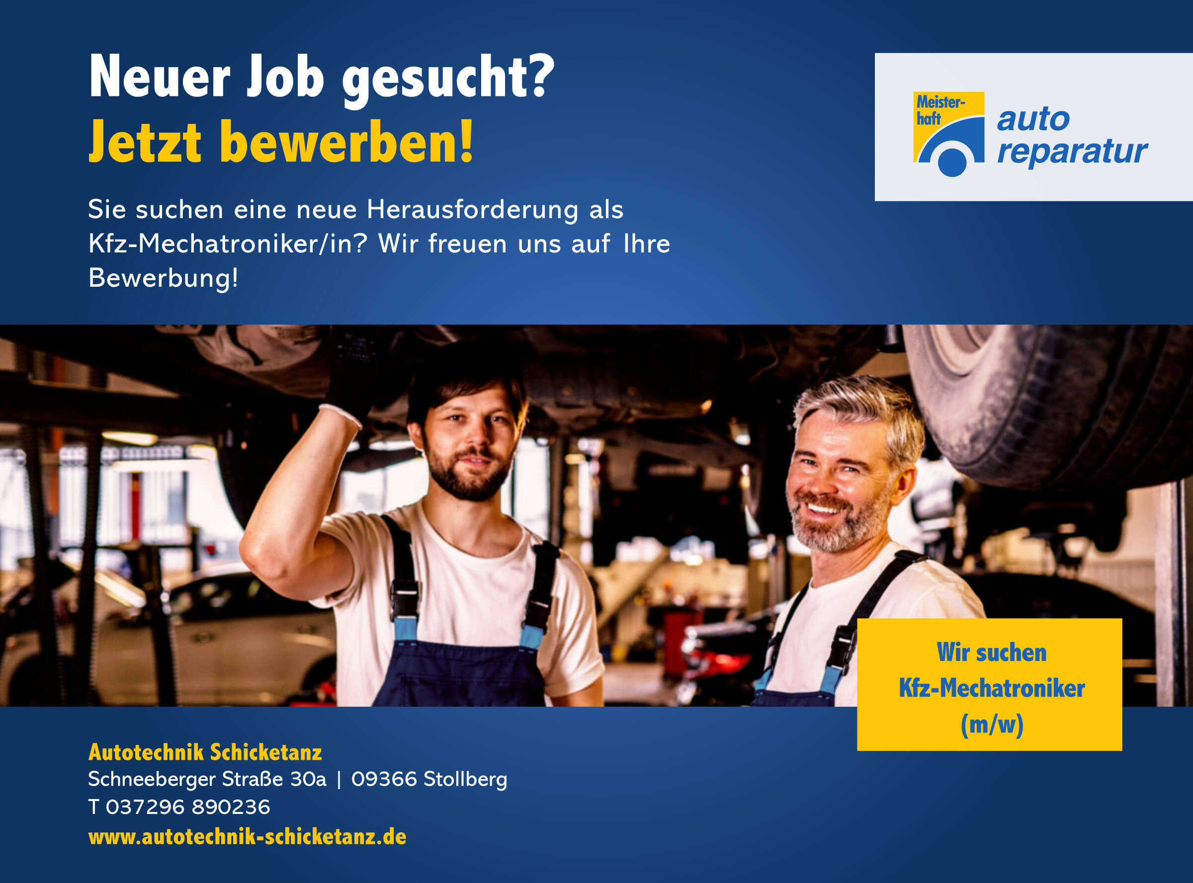 Stellenanzeige bei Autotechnik Schicketanz Bild Stellenanzeige bei Autotechnik Schicketanz